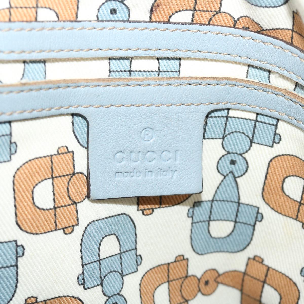 GUCCI GG Canvas Shoulder Bag Leather Light Blue 197953  ac1765