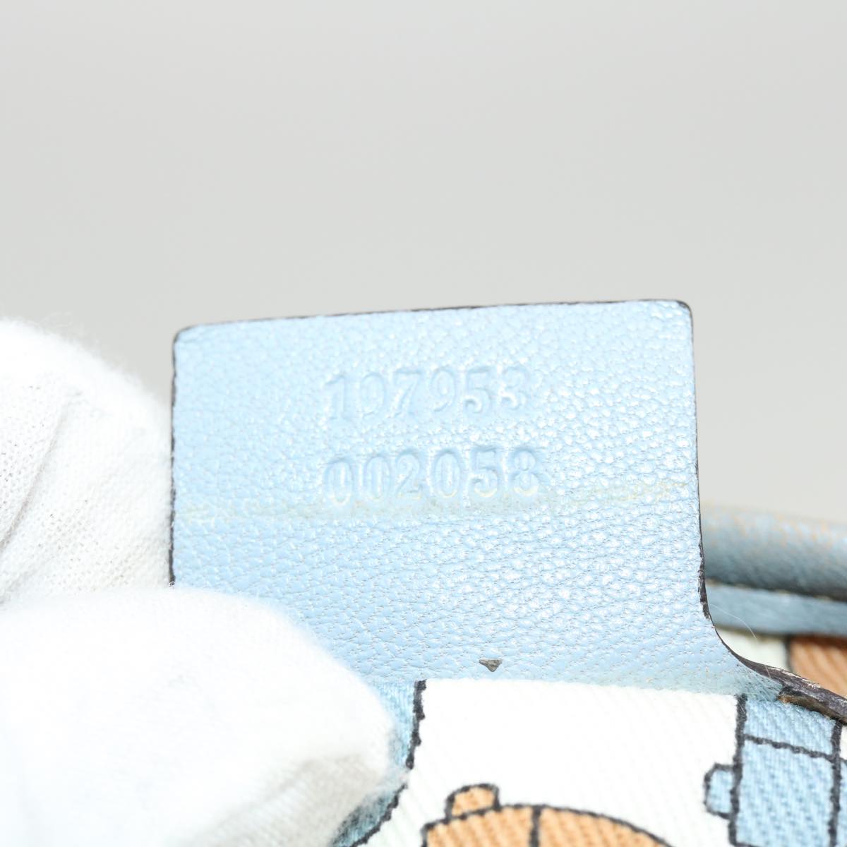 GUCCI GG Canvas Shoulder Bag Leather Light Blue 197953  ac1765
