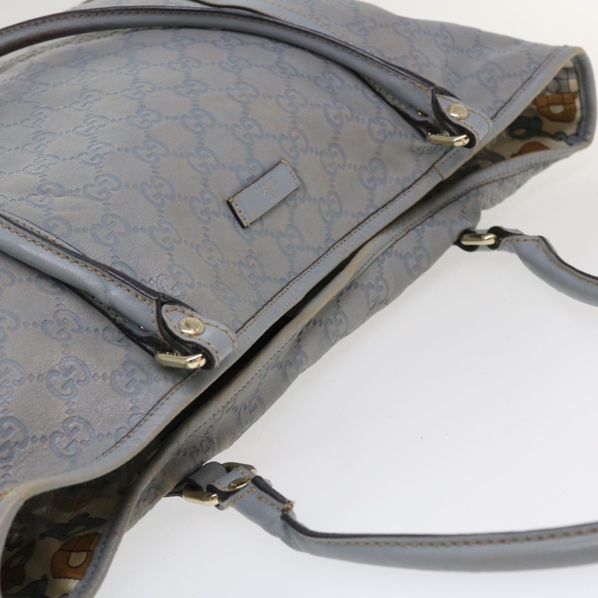 GUCCI GG Canvas Shoulder Bag Leather Light Blue 197953  ac1765
