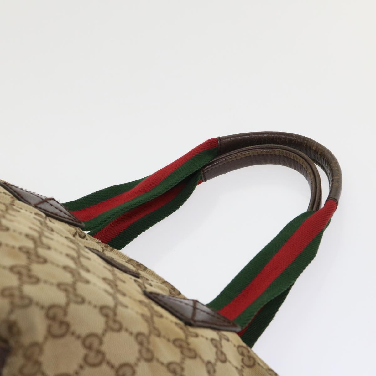 GUCCI GG Canvas Web Sherry Line Tote Bag Beige Red Green 131228  ac2026