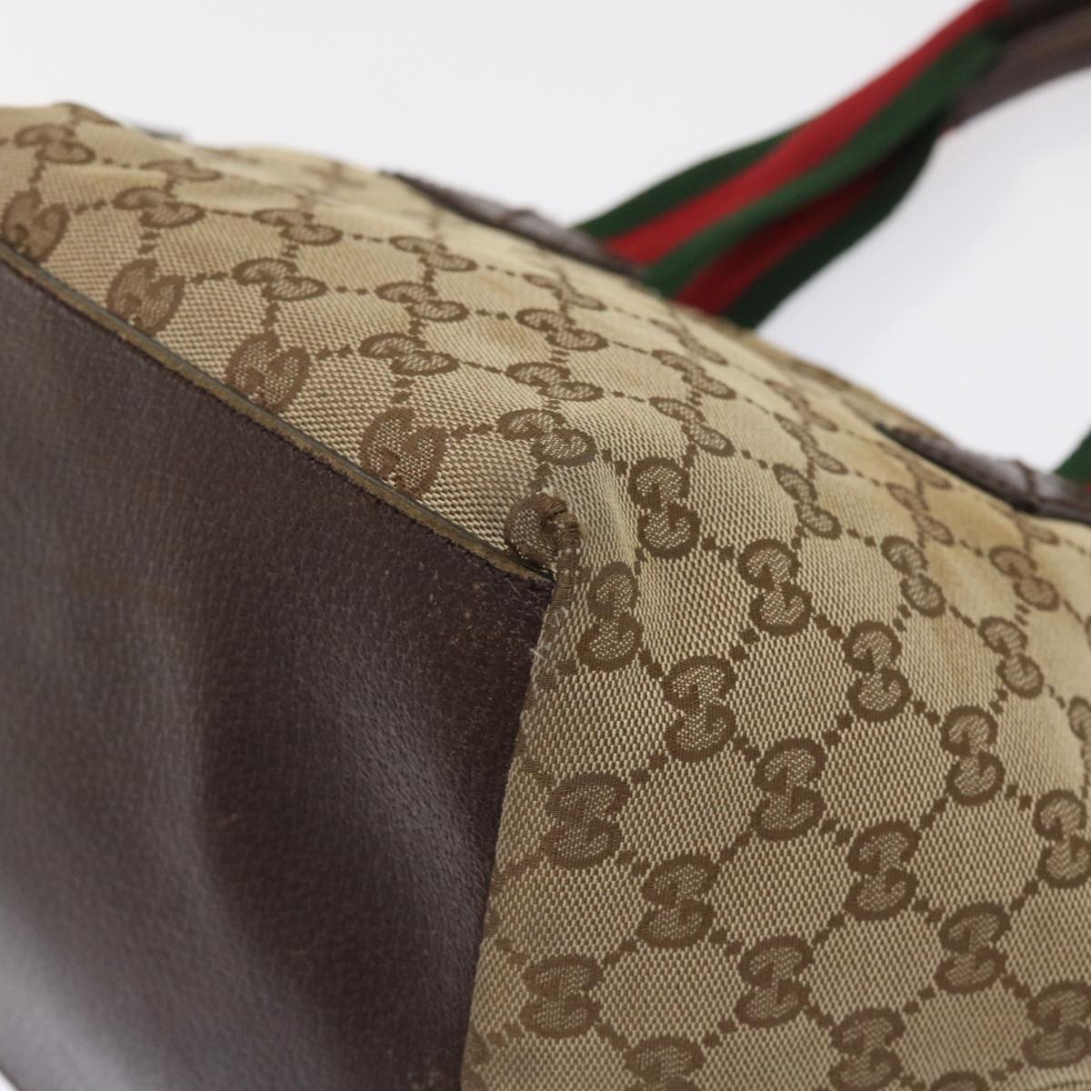 GUCCI GG Canvas Web Sherry Line Tote Bag Beige Red Green 131228  ac2026