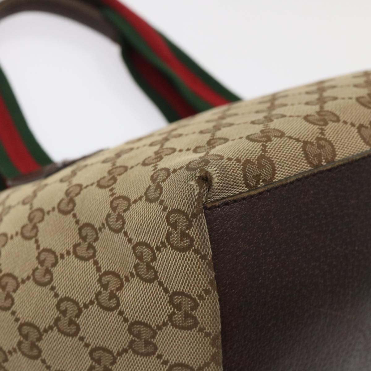 GUCCI GG Canvas Web Sherry Line Tote Bag Beige Red Green 131228  ac2026