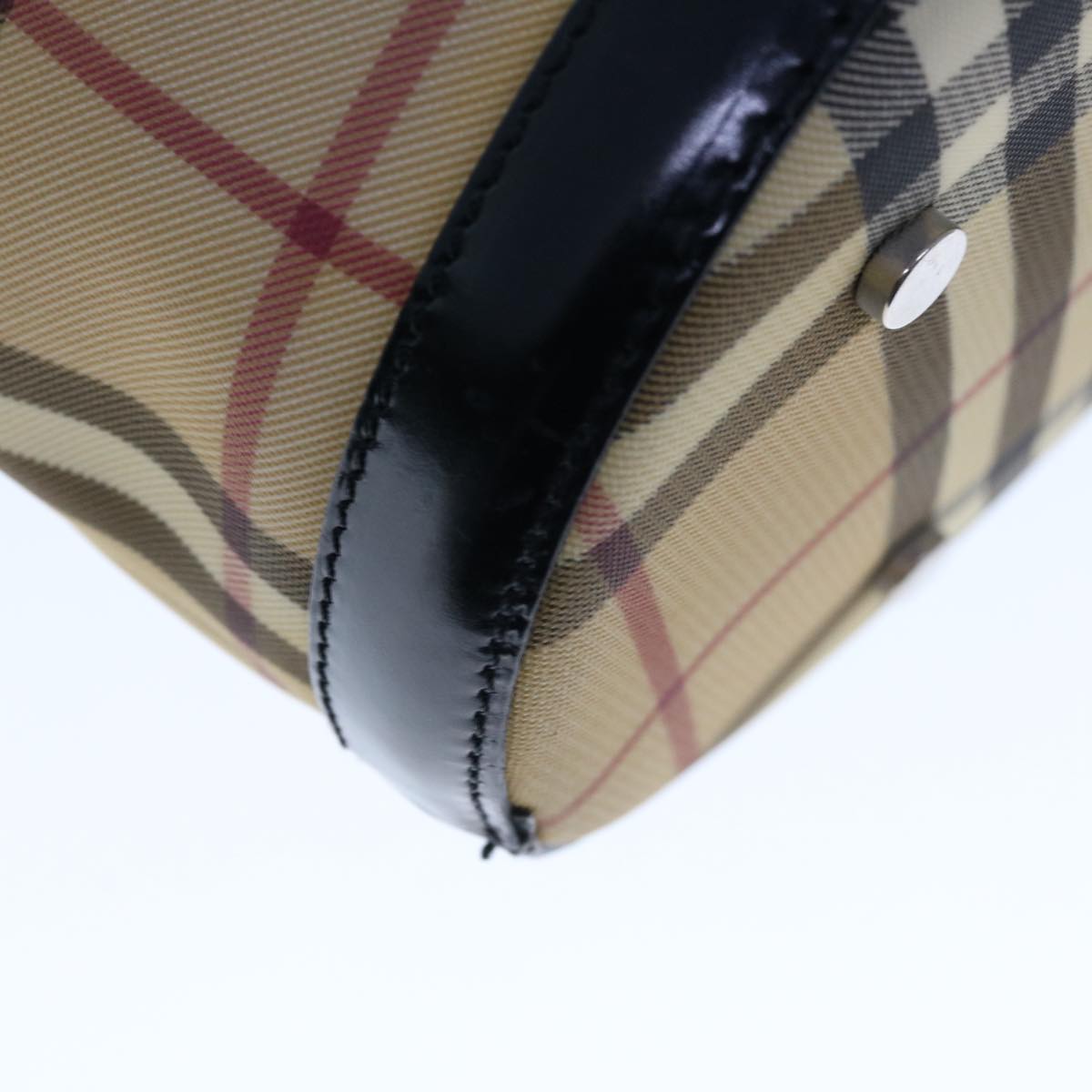Burberry Nova Check Shoulder Bag Coated Canvas Beige Auth ac2665