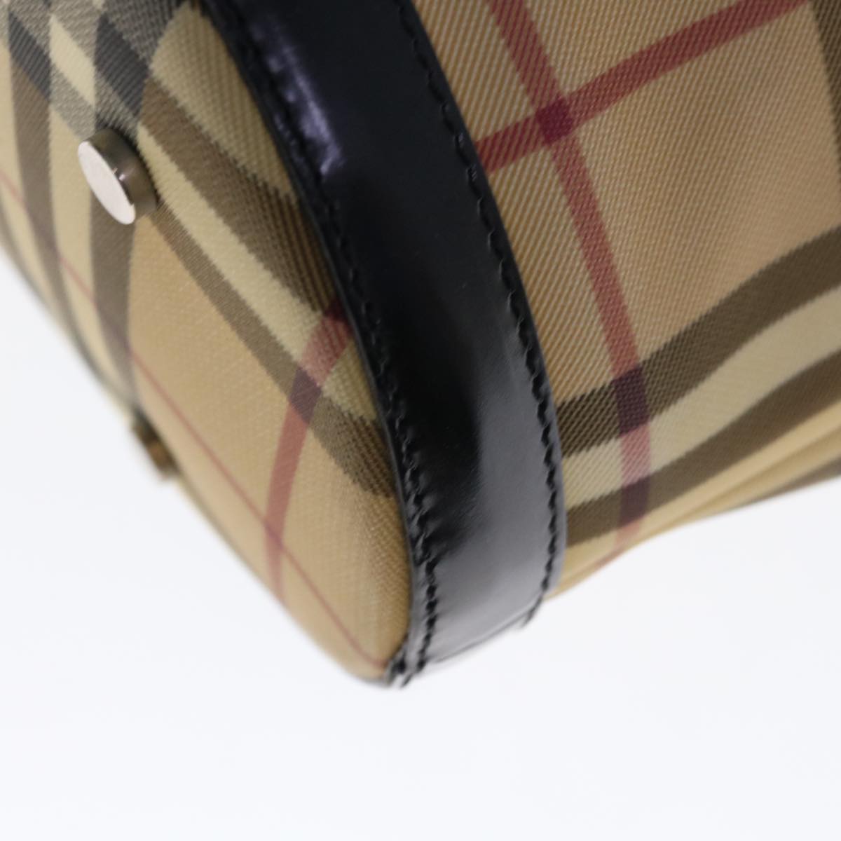 Burberry Nova Check Shoulder Bag Coated Canvas Beige Auth ac2665