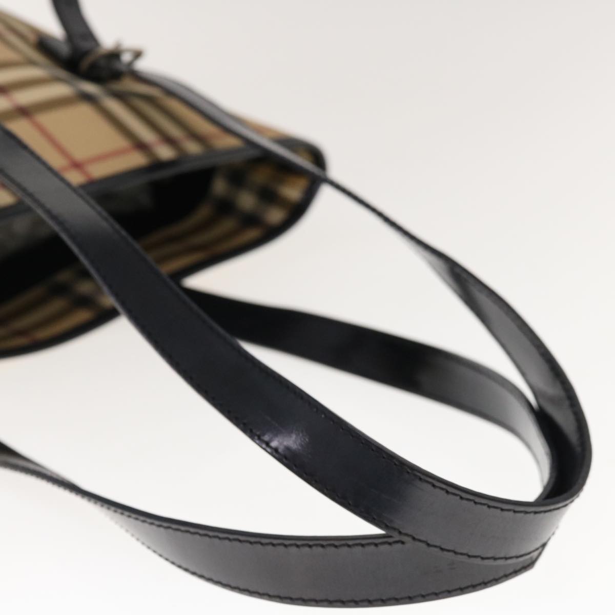 Burberry Nova Check Shoulder Bag Coated Canvas Beige Auth ac2665