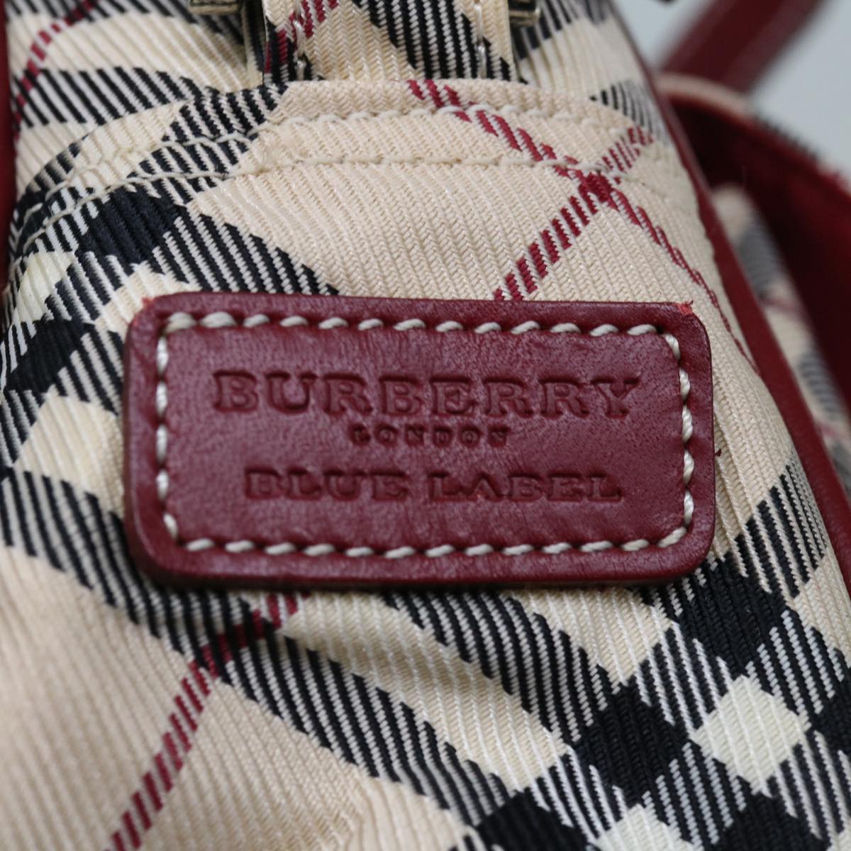 Burberry Nova Check Blue Label Shoulder Bag Nylon Beige Auth ac2670