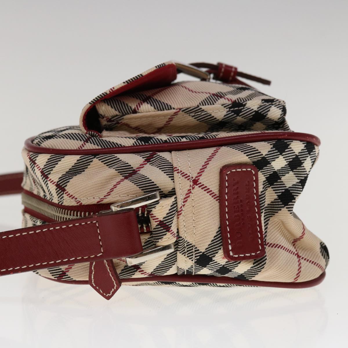 Burberry Nova Check Blue Label Shoulder Bag Nylon Beige Auth ac2670