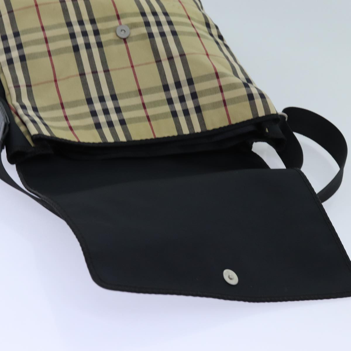 Burberry Nova Check Shoulder Bag Canvas Beige Auth ac2923