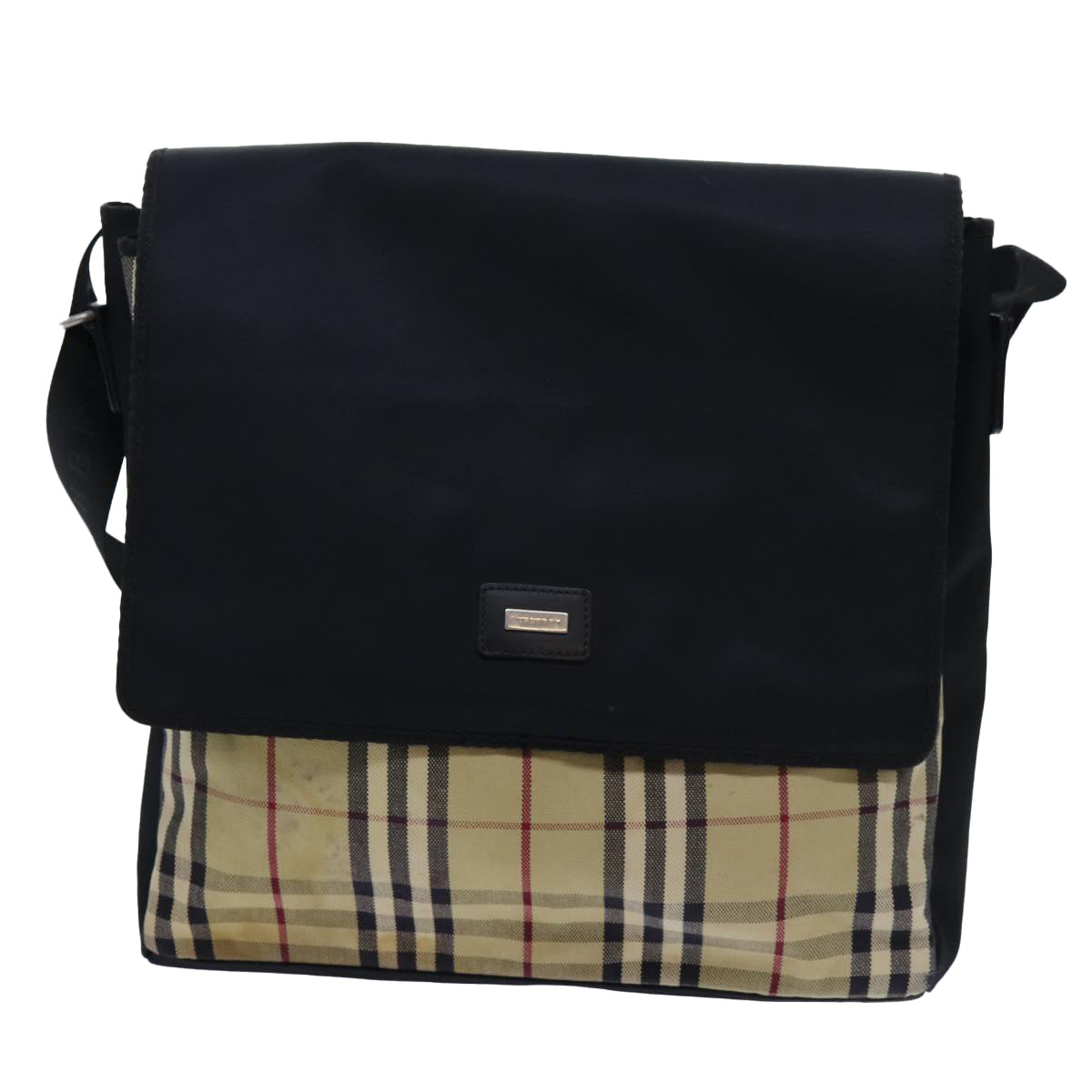 Burberry Nova Check Shoulder Bag Canvas Beige Auth ac2923