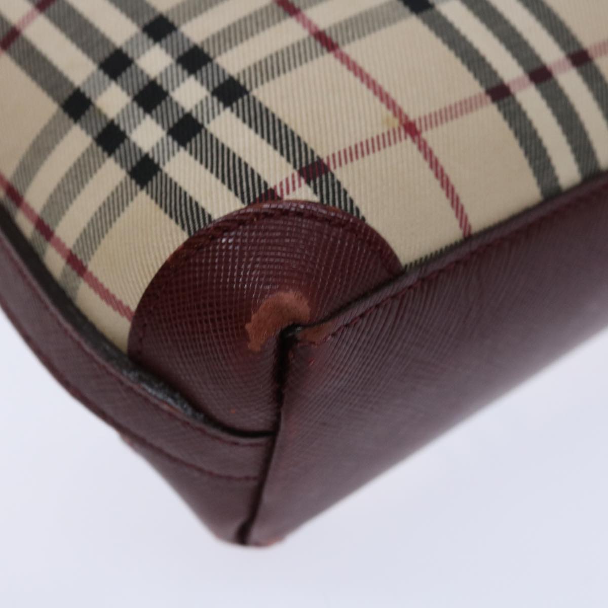 Burberry Nova Check Shoulder Bag Canvas Red Auth ac2926