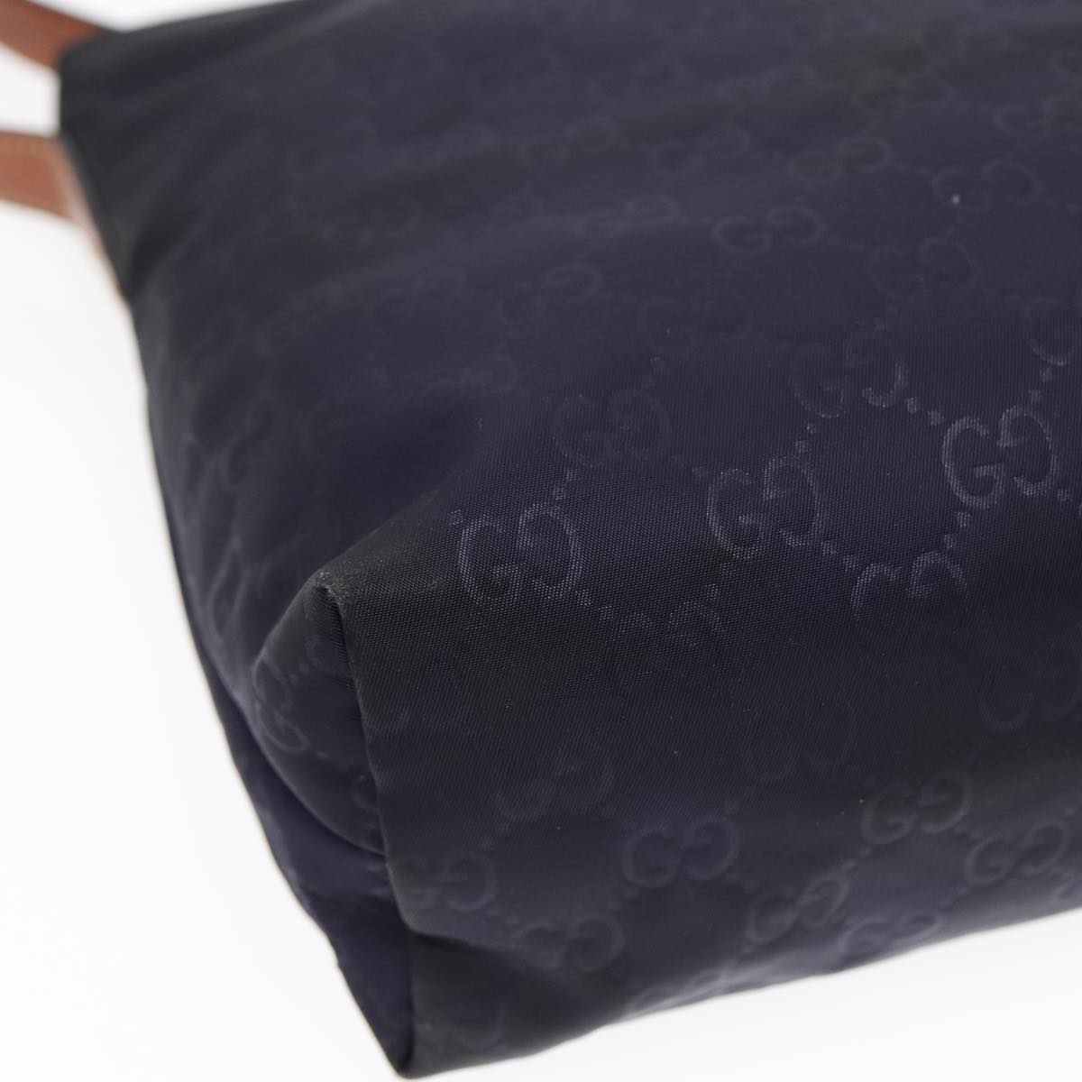 GUCCI GG Canvas Shoulder Bag Navy Silver 314529 Auth ac3201