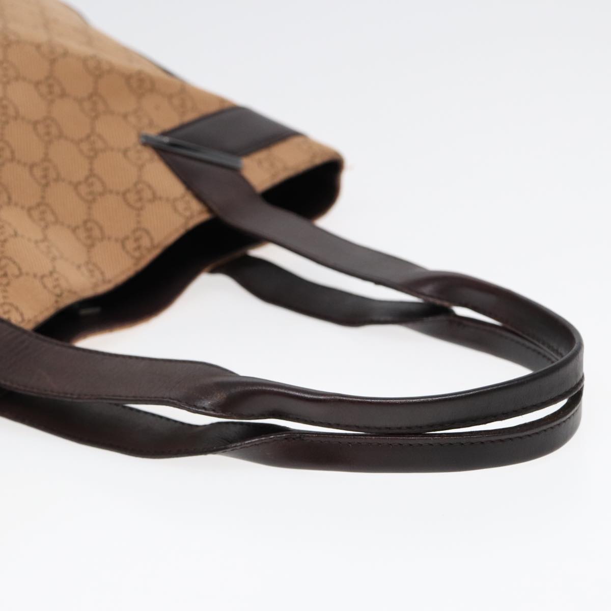 GUCCI GG Canvas Tote Bag Beige Silver 73983 Auth ac3207