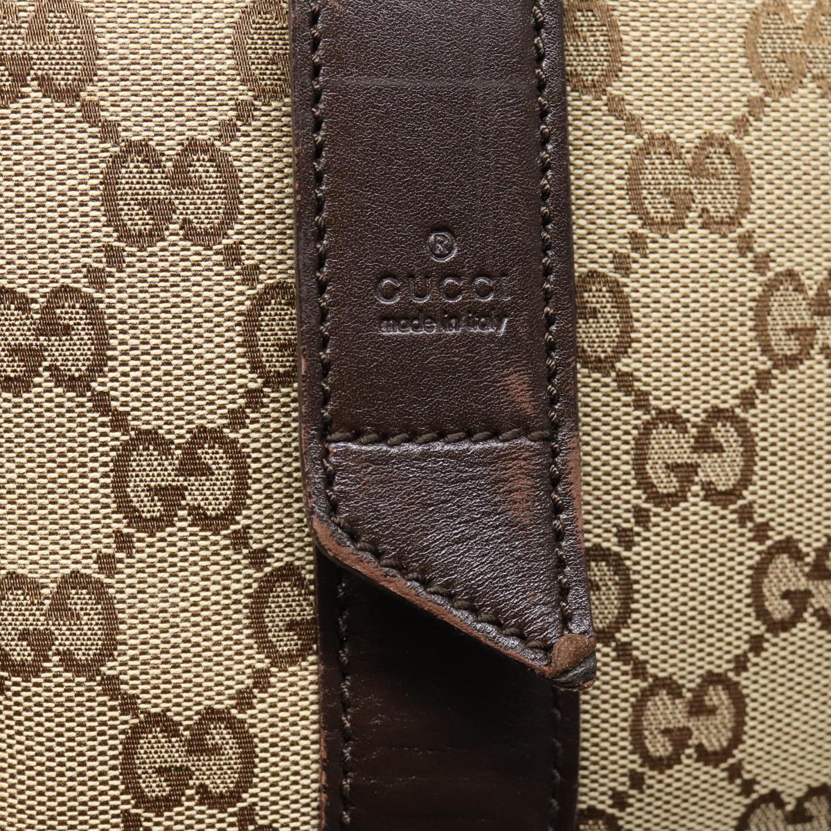 GUCCI GG Canvas Tote Bag Beige Silver 145971 Auth ac3208