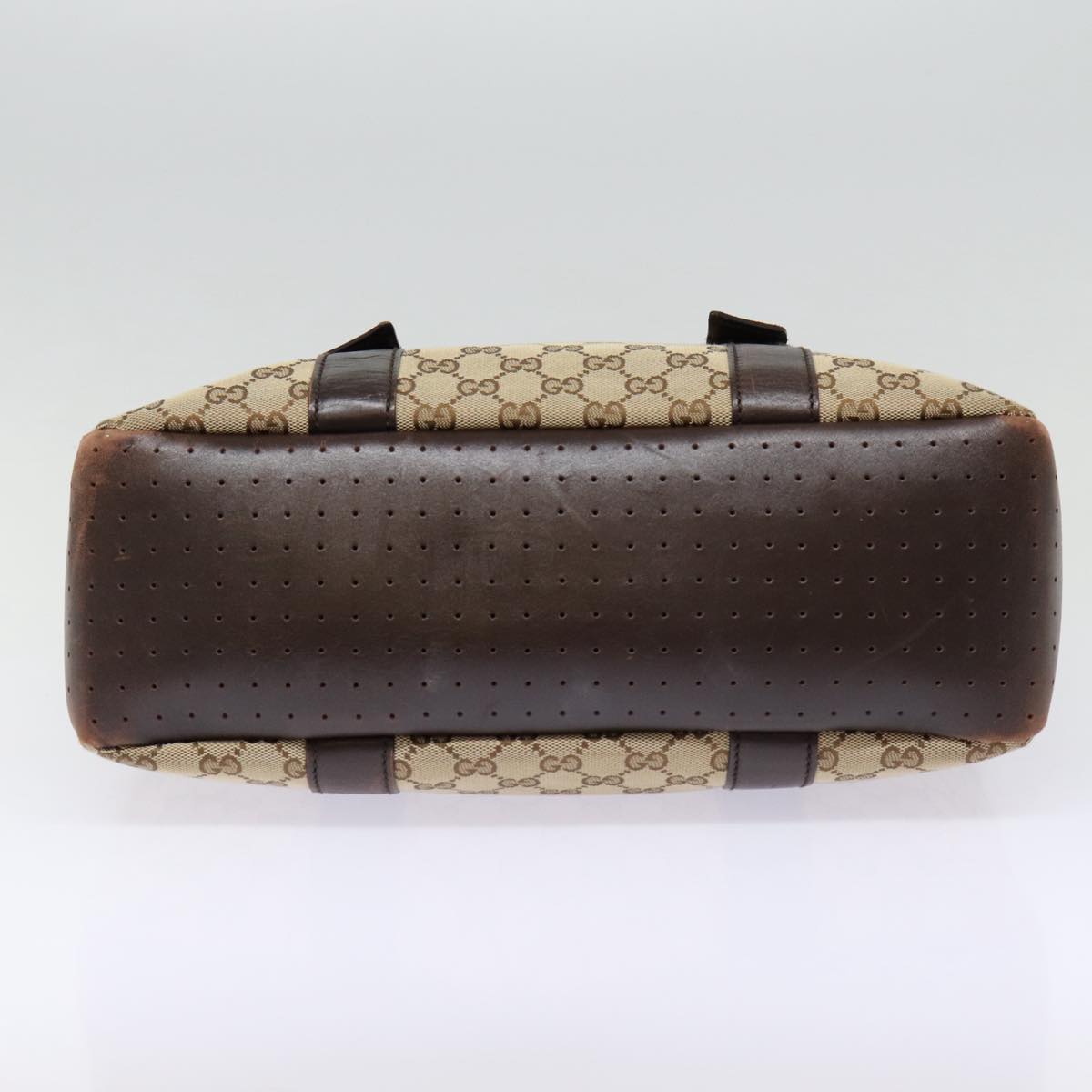 GUCCI GG Canvas Tote Bag Beige Silver 145971 Auth ac3208