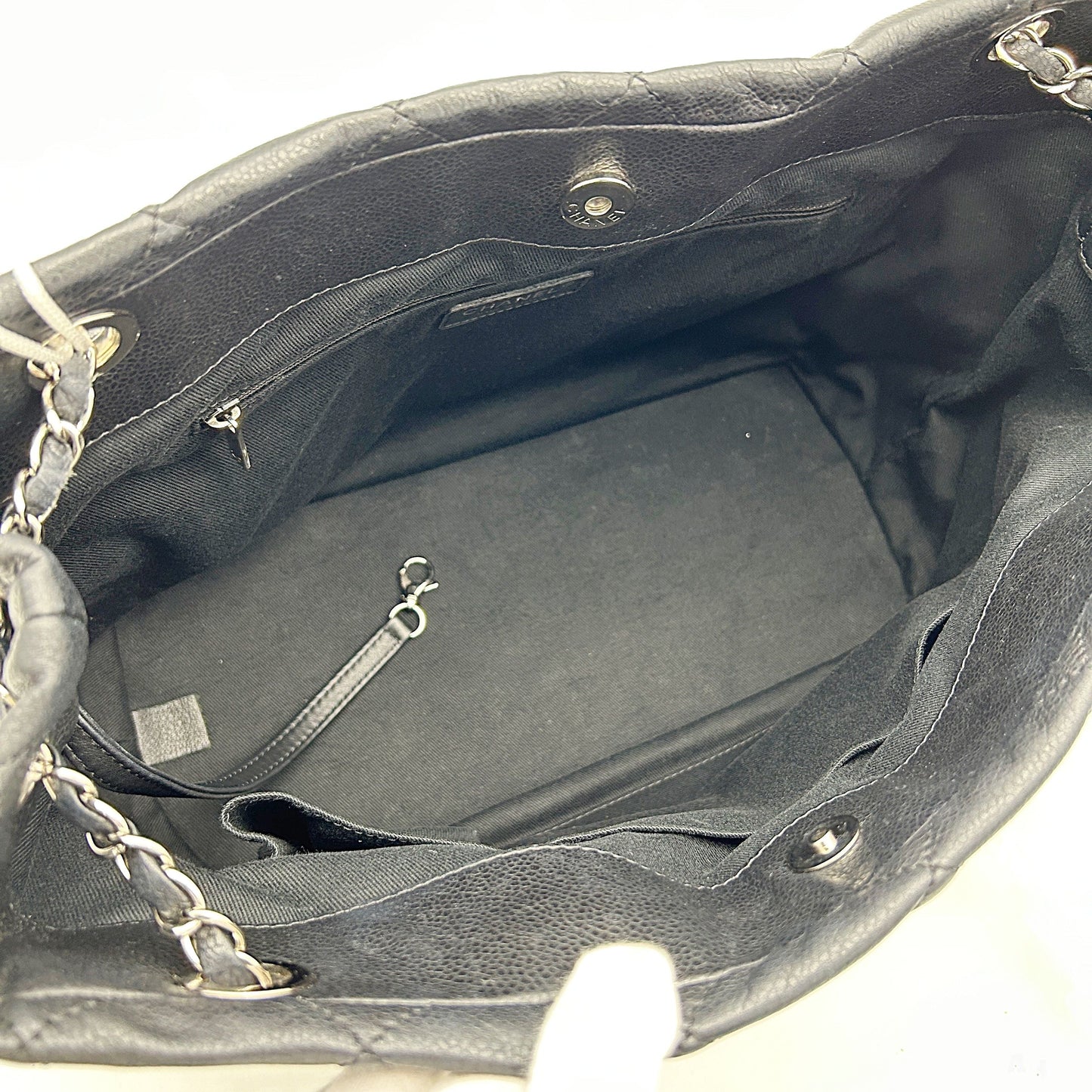 CHANEL Caviar Quilted CC Timeless Soft Tote Black LA27290