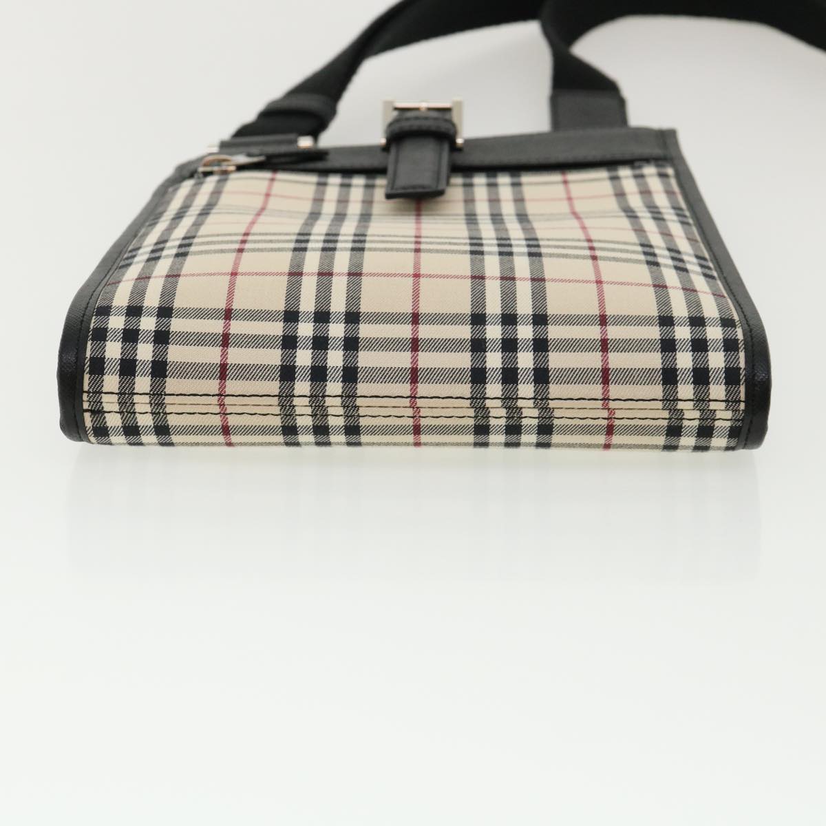 Burberry Nova Check Shoulder Bag Canvas Leather Beige Black Auth ai430A