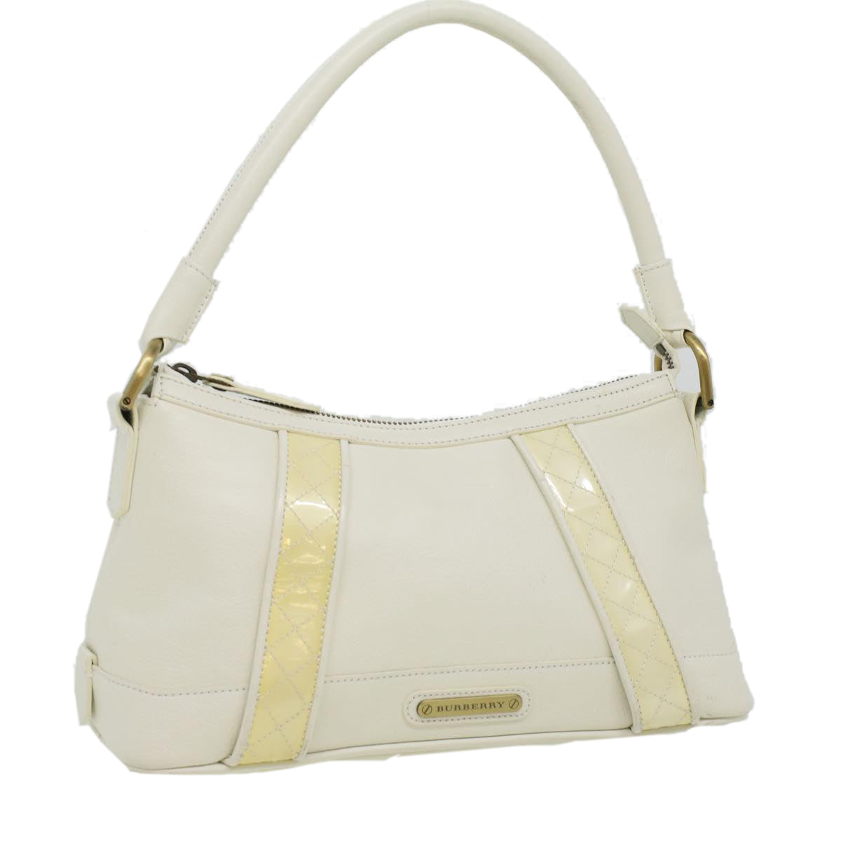 Burberry Shoulder Bag Leather White Auth am3357