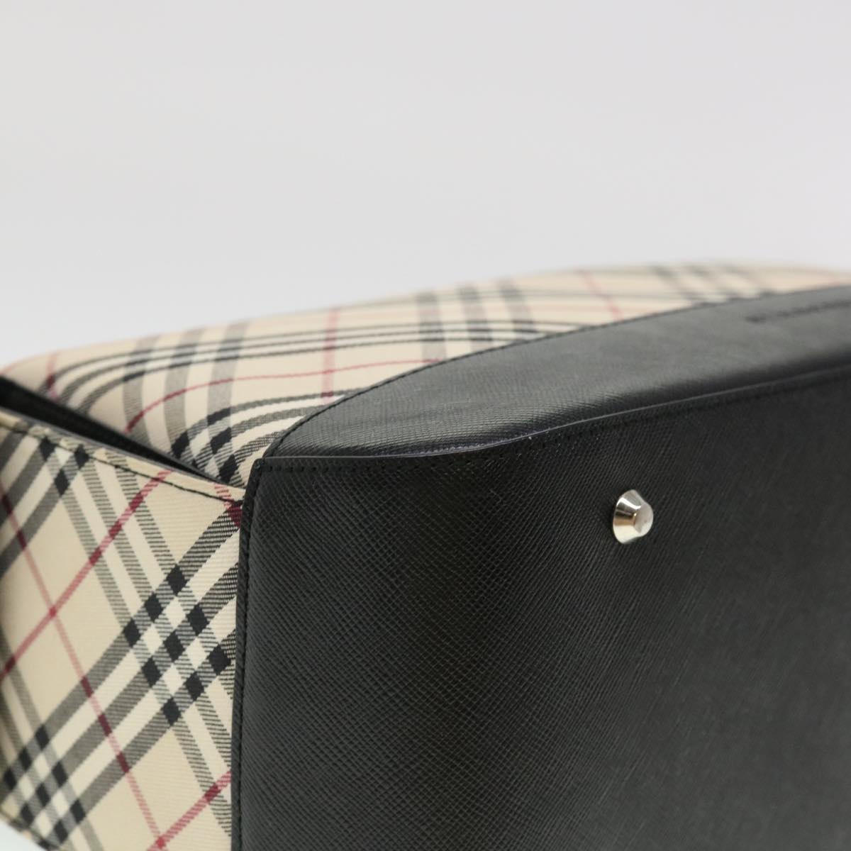 Burberry Nova Check Shoulder Bag Nylon Beige Auth am4137