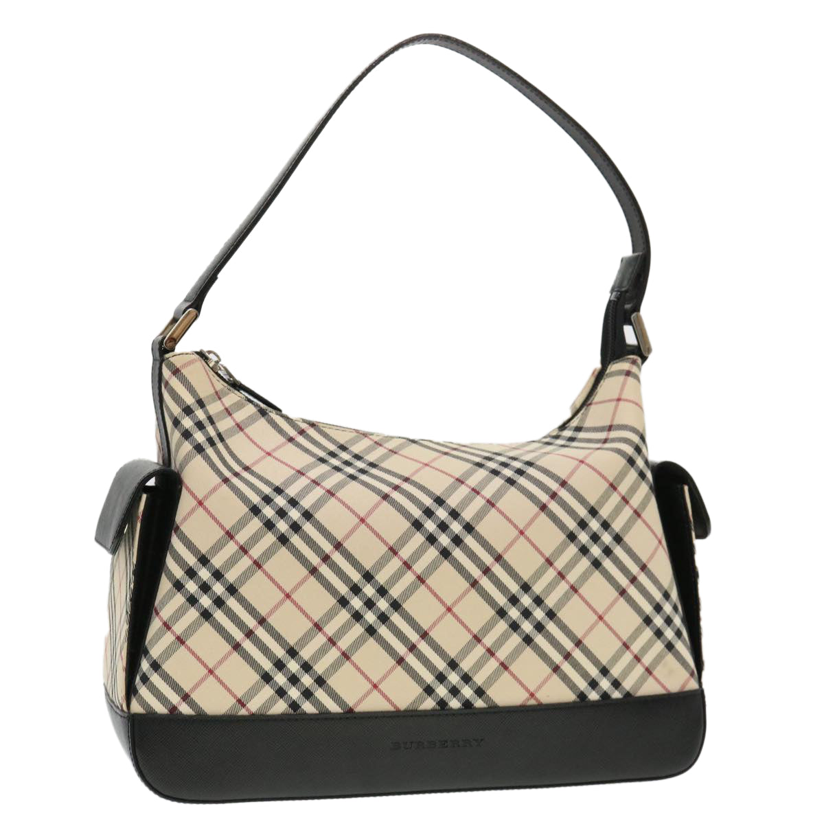 Burberry Nova Check Shoulder Bag Nylon Beige Auth am4137