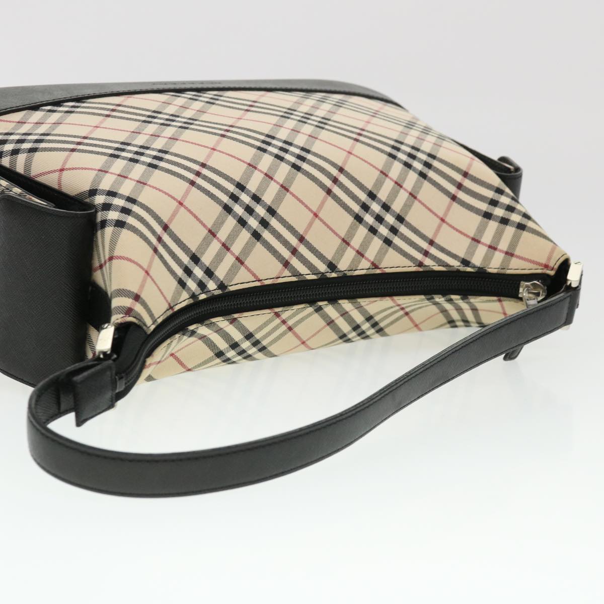 Burberry Nova Check Shoulder Bag Nylon Beige Auth am4137