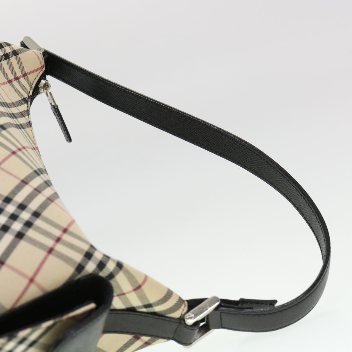 Burberry Nova Check Shoulder Bag Nylon Beige Auth am4137