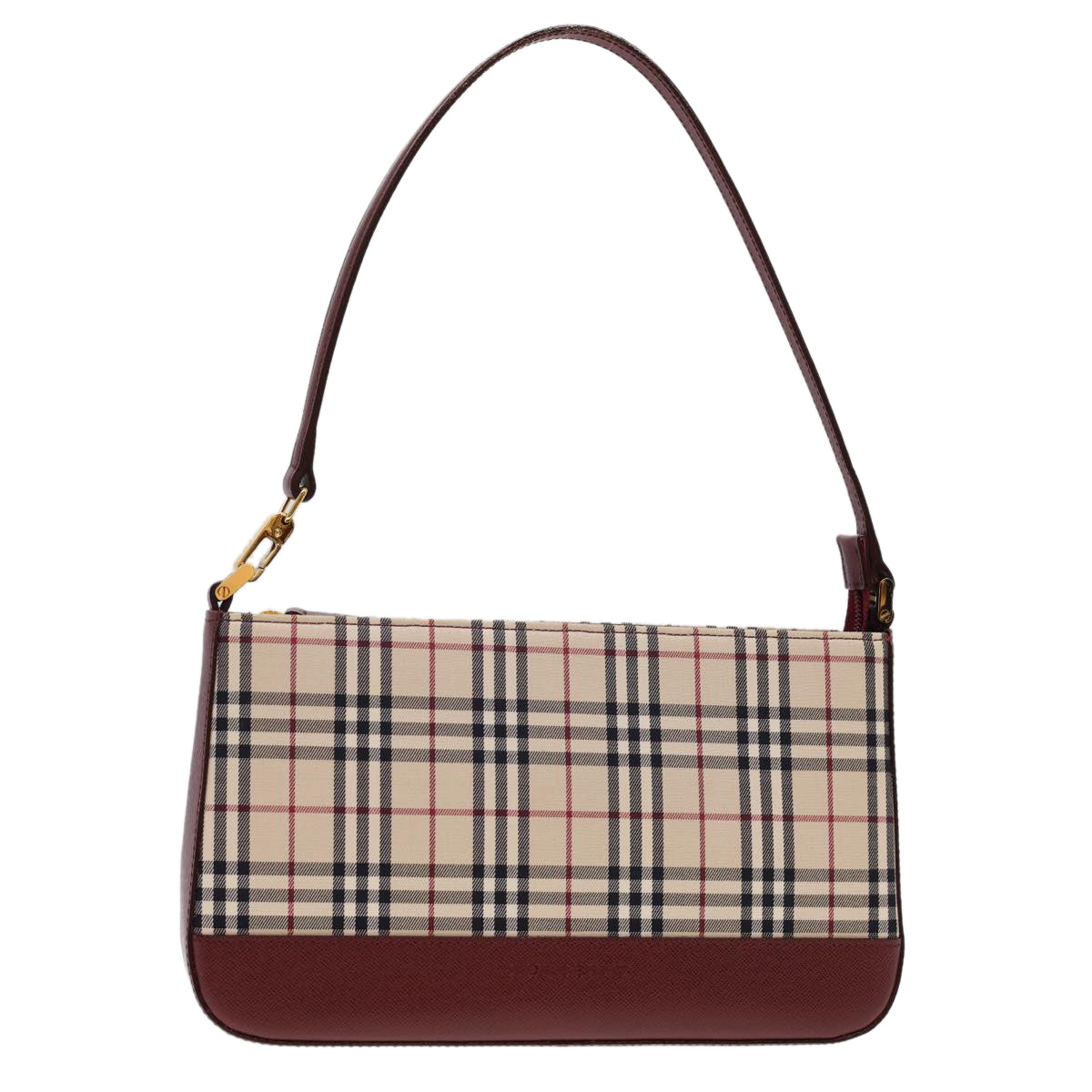 Burberry Nova Check Shoulder Bag Nylon Beige Auth am4151
