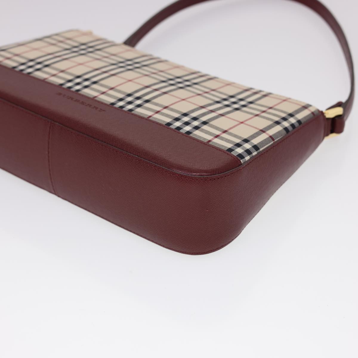 Burberry Nova Check Shoulder Bag Nylon Beige Auth am4151
