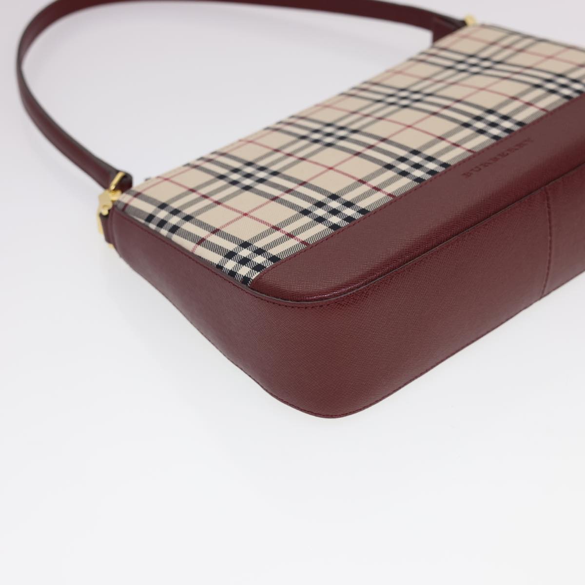 Burberry Nova Check Shoulder Bag Nylon Beige Auth am4151