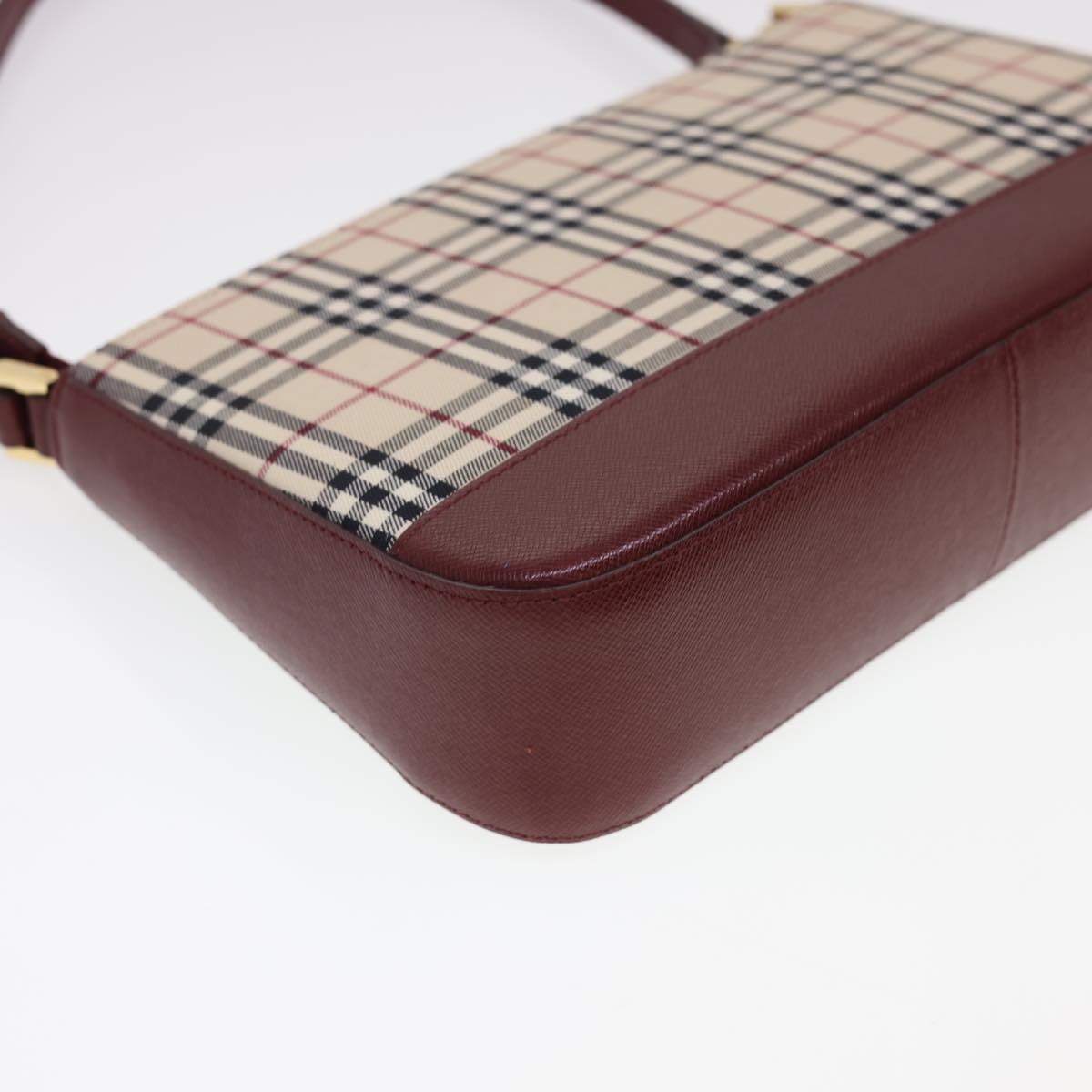 Burberry Nova Check Shoulder Bag Nylon Beige Auth am4151