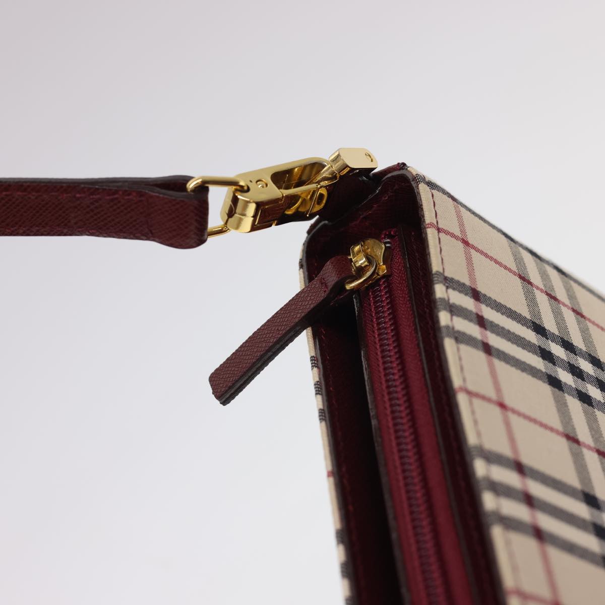 Burberry Nova Check Shoulder Bag Nylon Beige Auth am4151