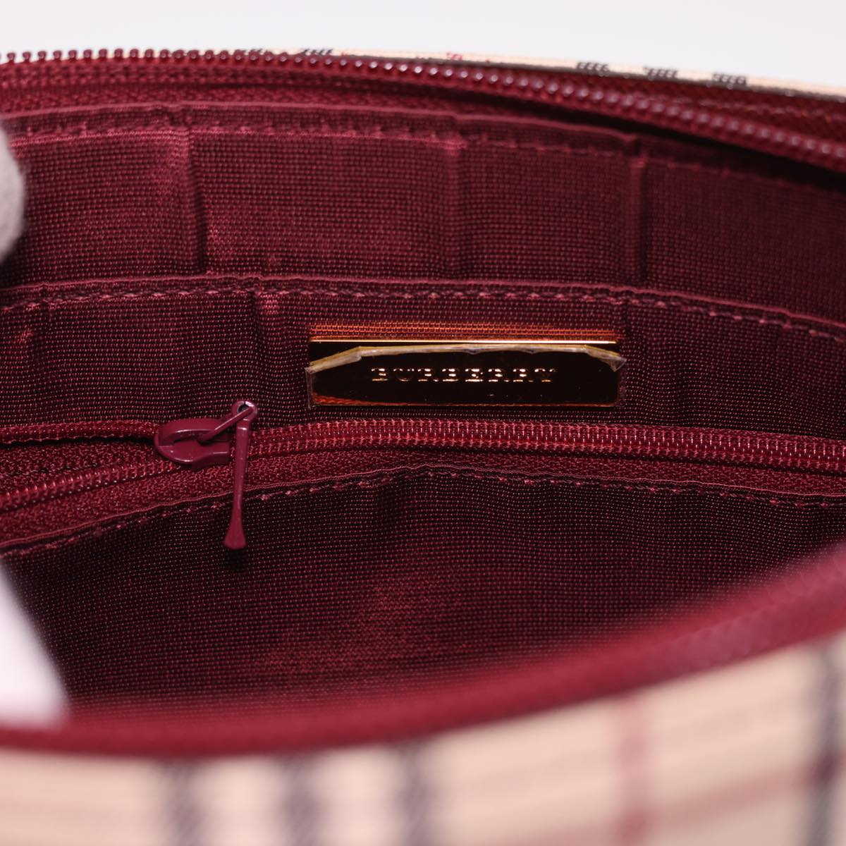 Burberry Nova Check Shoulder Bag Nylon Beige Auth am4151