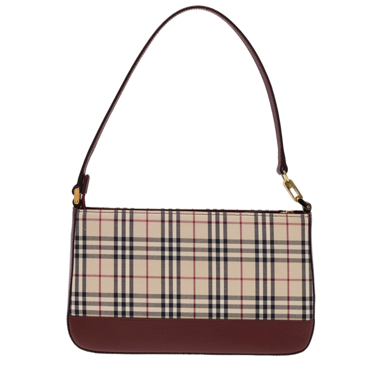 Burberry Nova Check Shoulder Bag Nylon Beige Auth am4151
