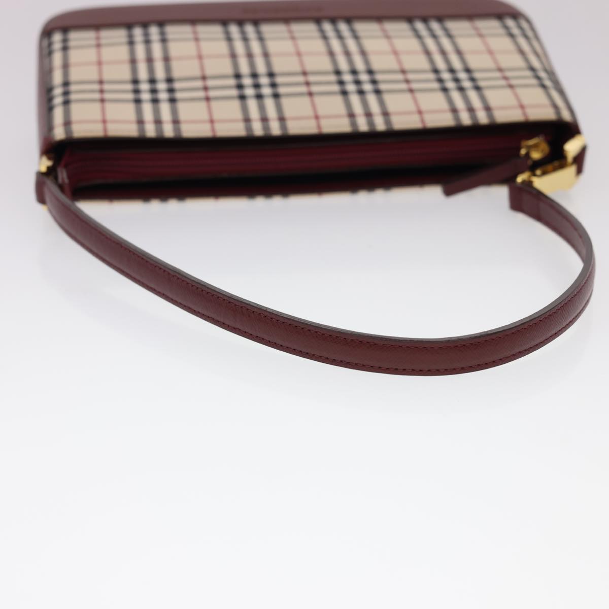 Burberry Nova Check Shoulder Bag Nylon Beige Auth am4151