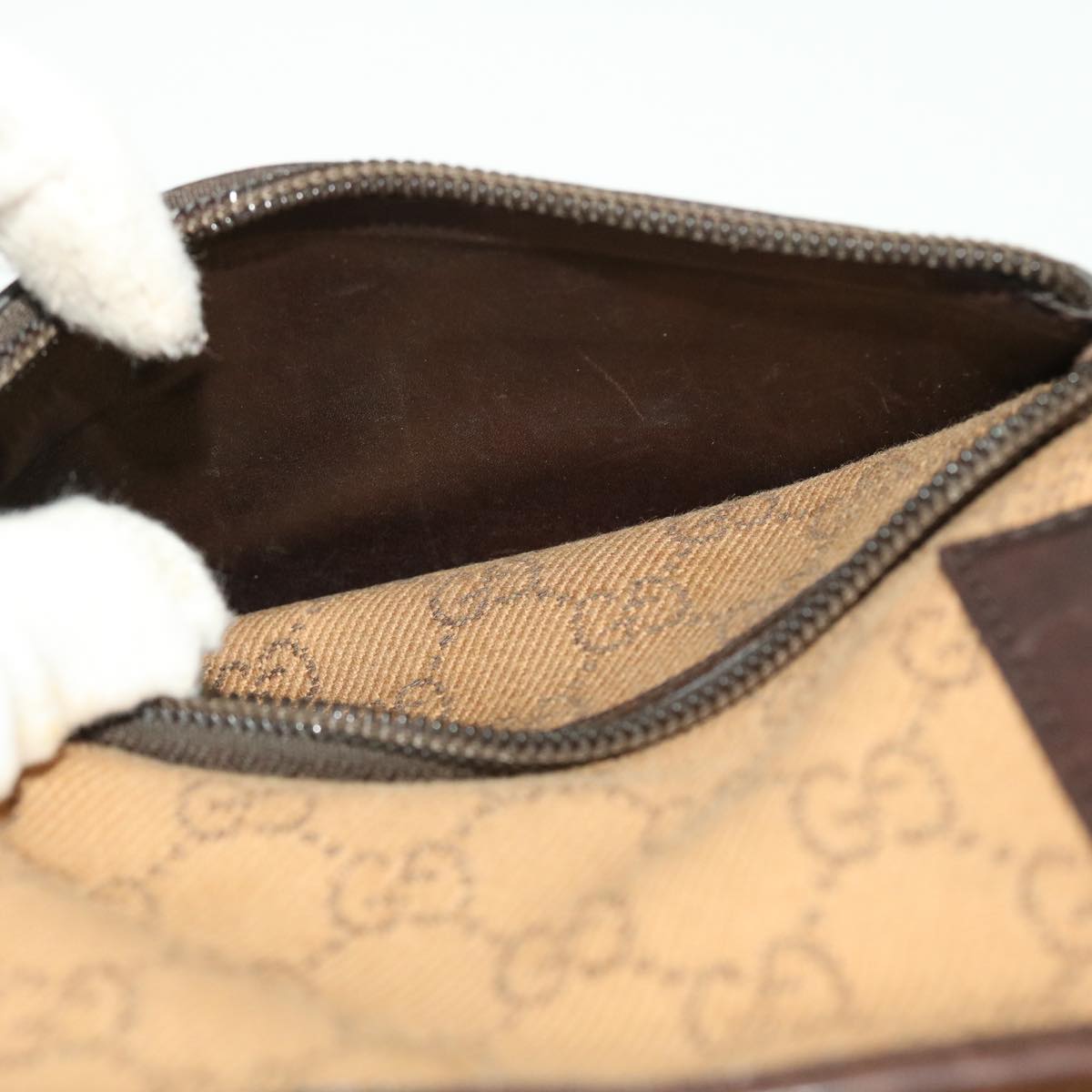 GUCCI GG Canvas Tote Bag Leather Beige 28893  am4545