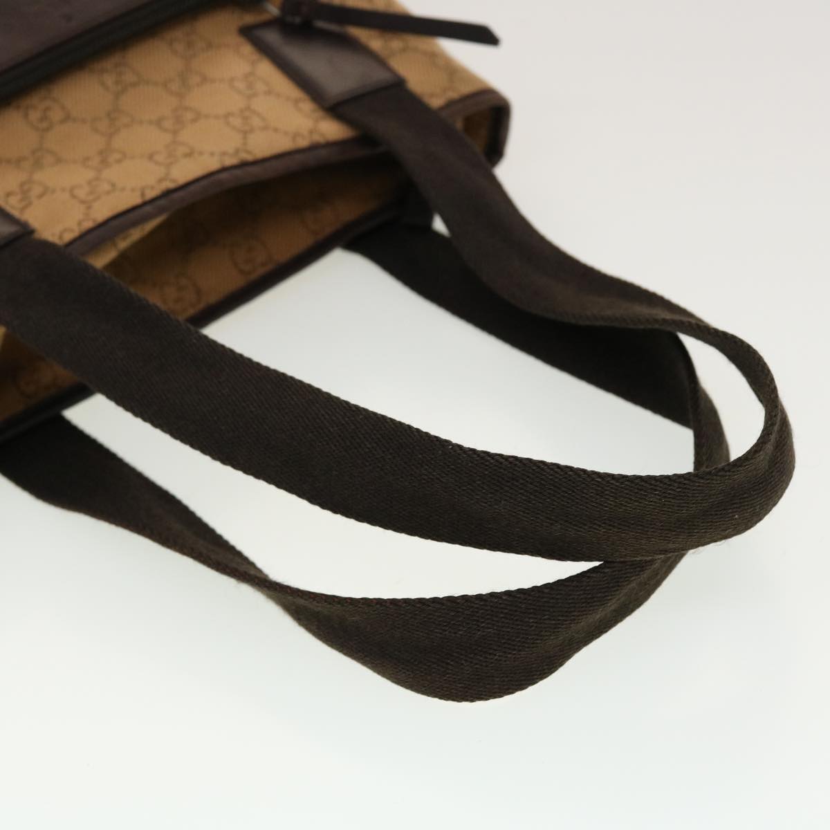 GUCCI GG Canvas Tote Bag Leather Beige 28893  am4545