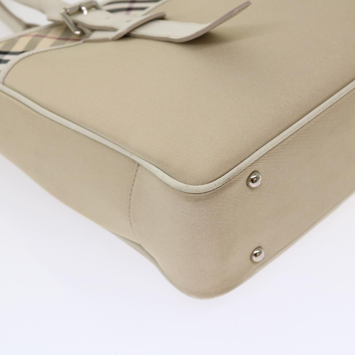 Burberry Nova Check Shoulder Bag Nylon Leather Beige Auth am4592