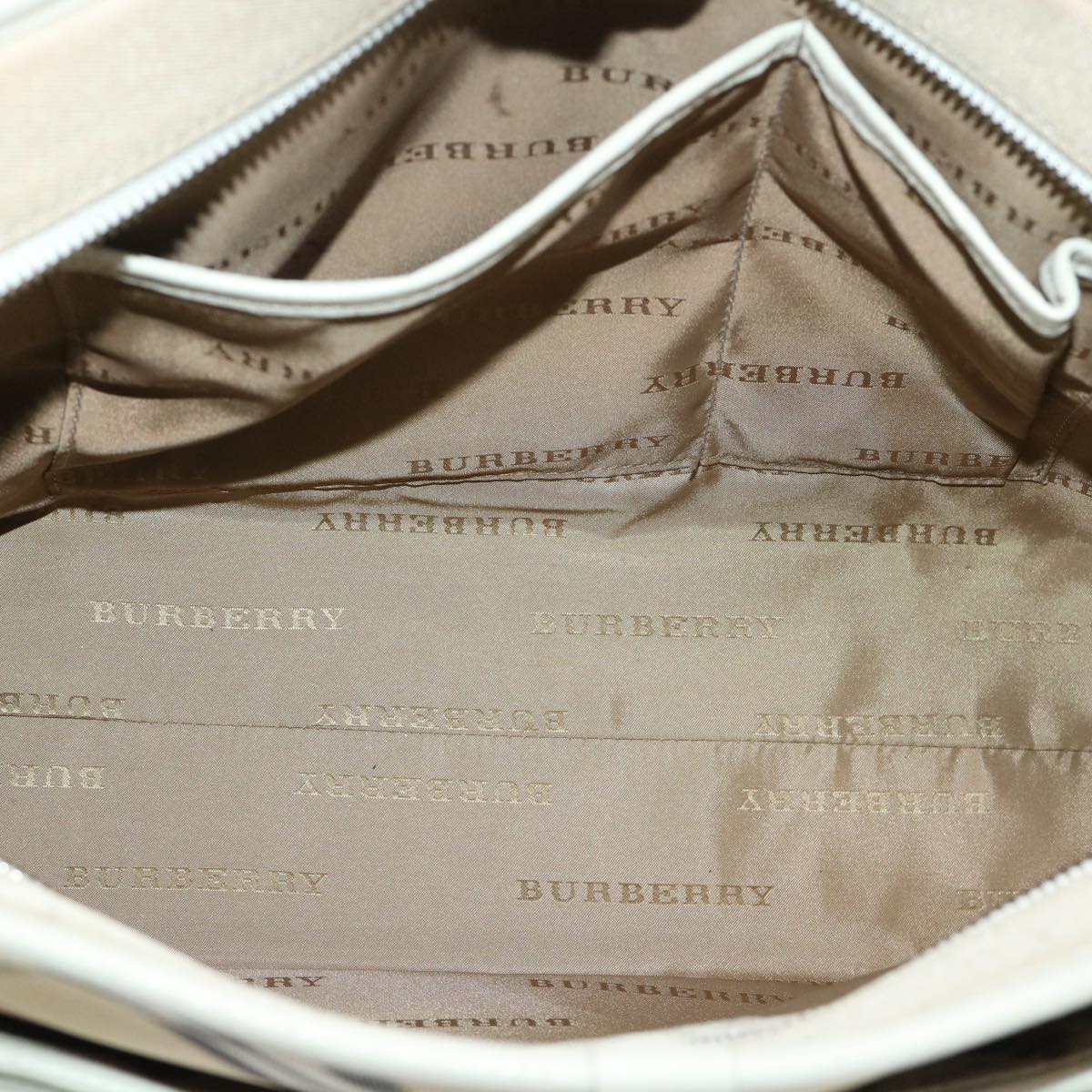 Burberry Nova Check Shoulder Bag Nylon Leather Beige Auth am4592