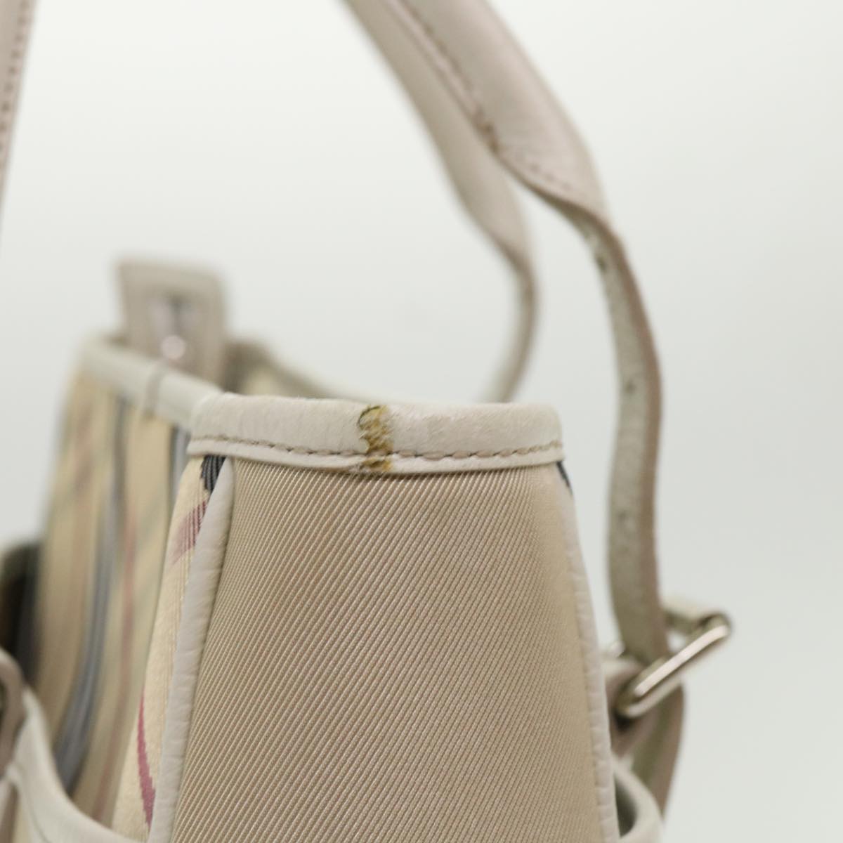 Burberry Nova Check Shoulder Bag Nylon Leather Beige Auth am4592
