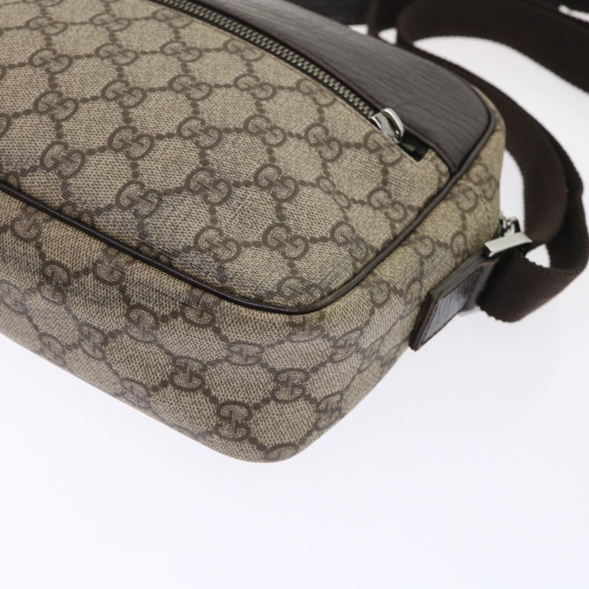 GUCCI GG Canvas Shoulder Bag PVC Leather Beige 114291  am4698