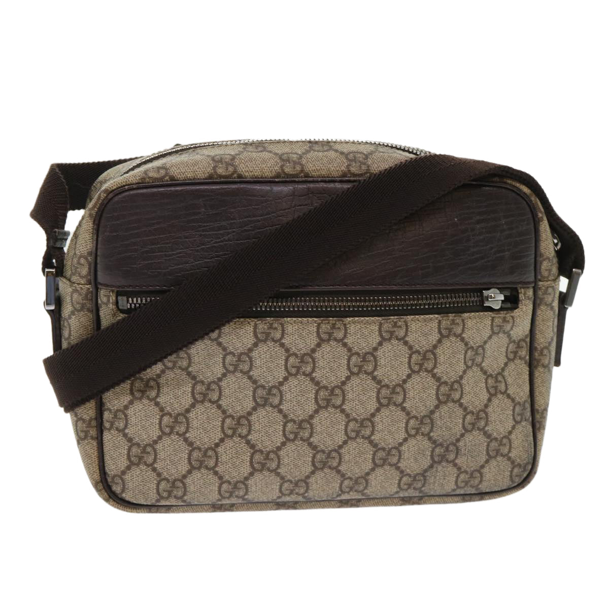 GUCCI GG Canvas Shoulder Bag PVC Leather Beige 114291  am4698
