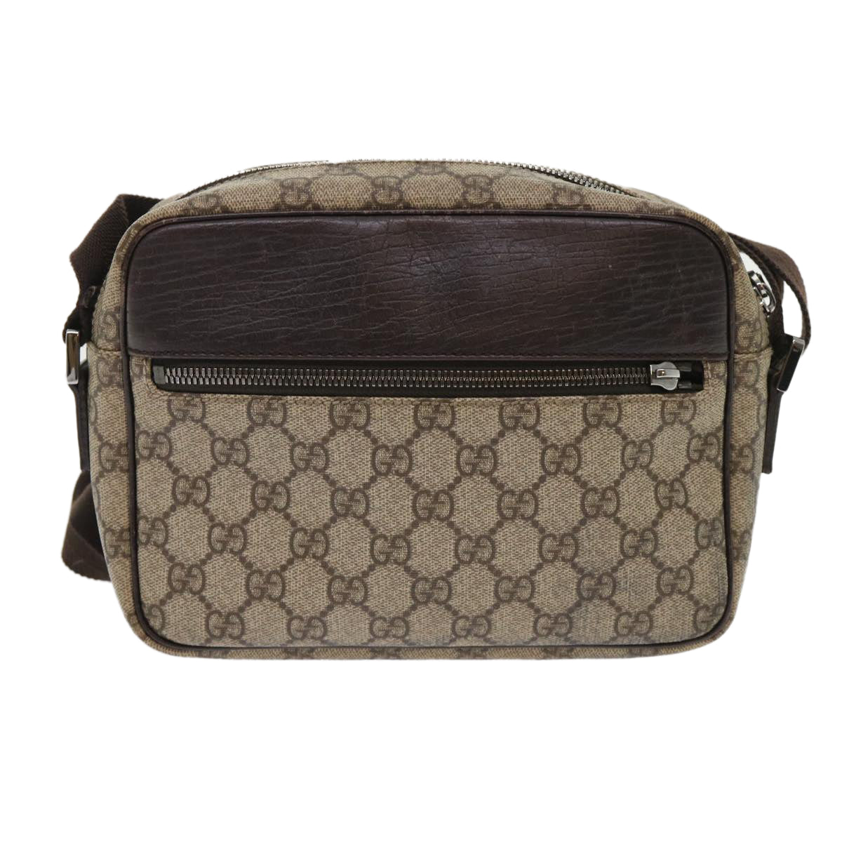 GUCCI GG Canvas Shoulder Bag PVC Leather Beige 114291  am4698