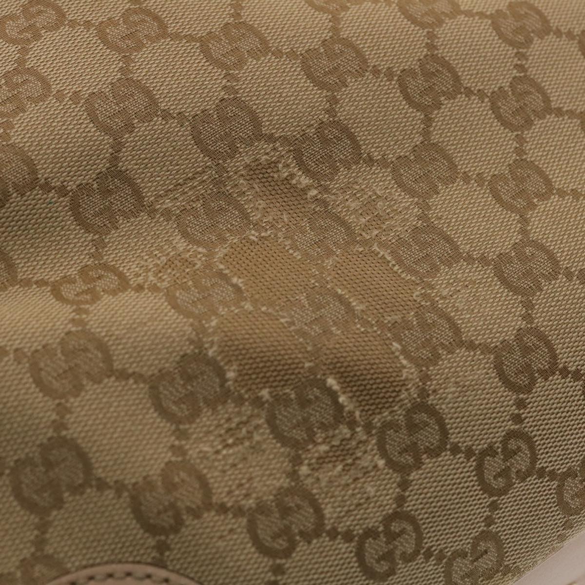 GUCCI GG Canvas Tote Bag Leather Beige 163805  am4729