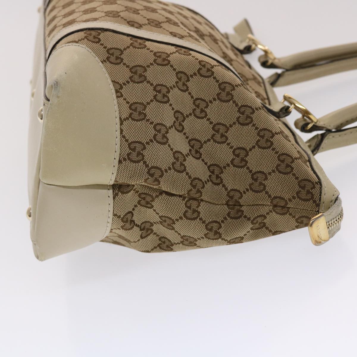 GUCCI GG Canvas Tote Bag Leather Beige 257069  am4730
