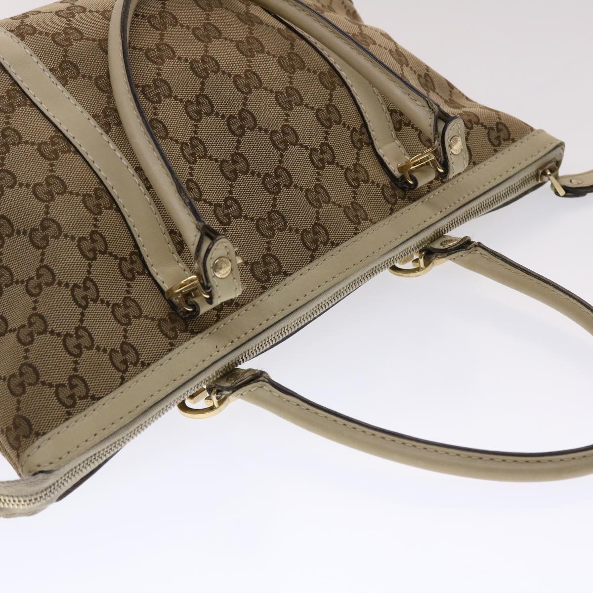 GUCCI GG Canvas Tote Bag Leather Beige 257069  am4730