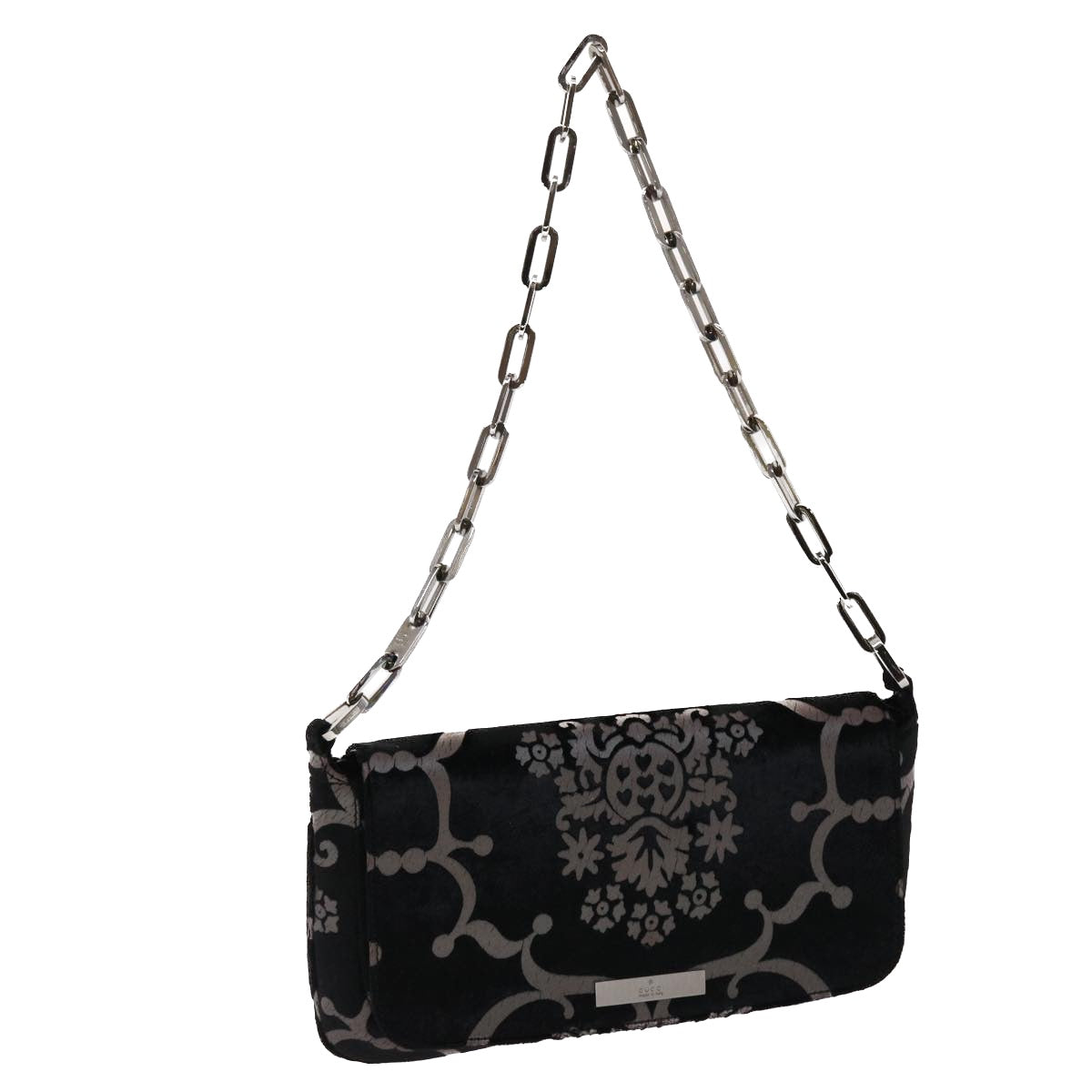 GUCCI Chain Shoulder Bag Velor Black 0013829  am4747