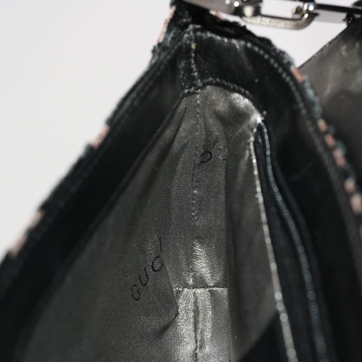 GUCCI Chain Shoulder Bag Velor Black 0013829  am4747