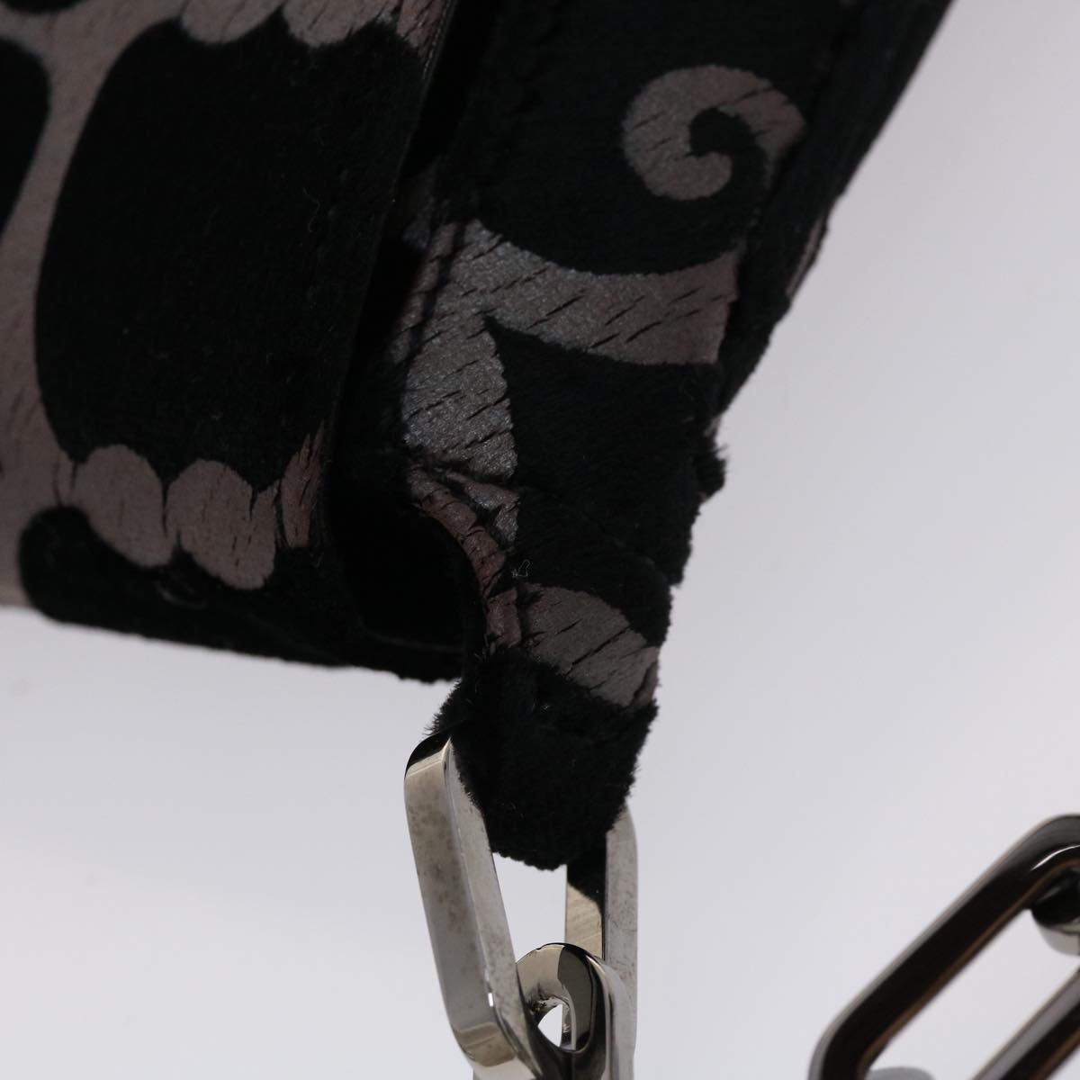 GUCCI Chain Shoulder Bag Velor Black 0013829  am4747