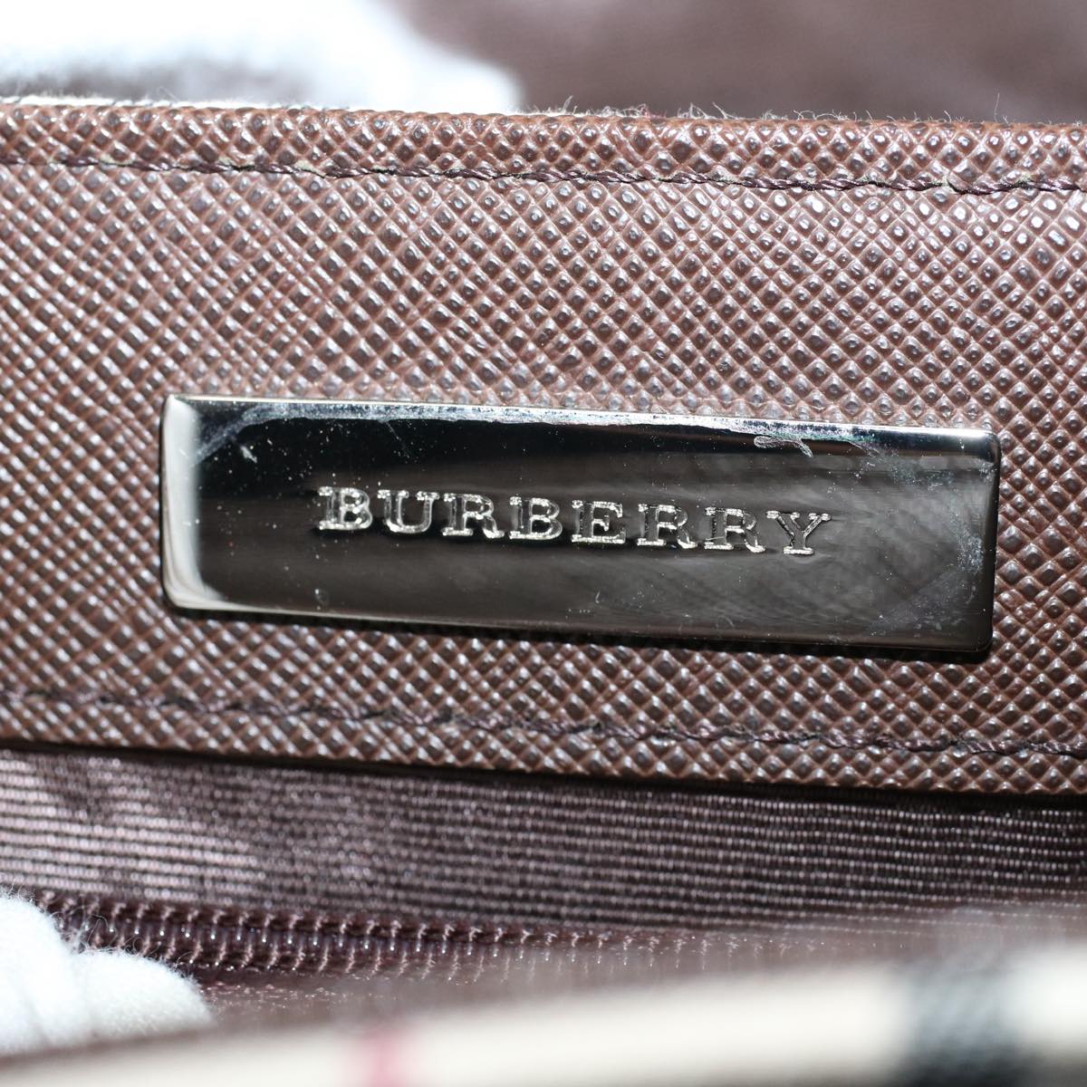Burberry Nova Check Shoulder Bag Nylon Canvas Beige Auth am5185