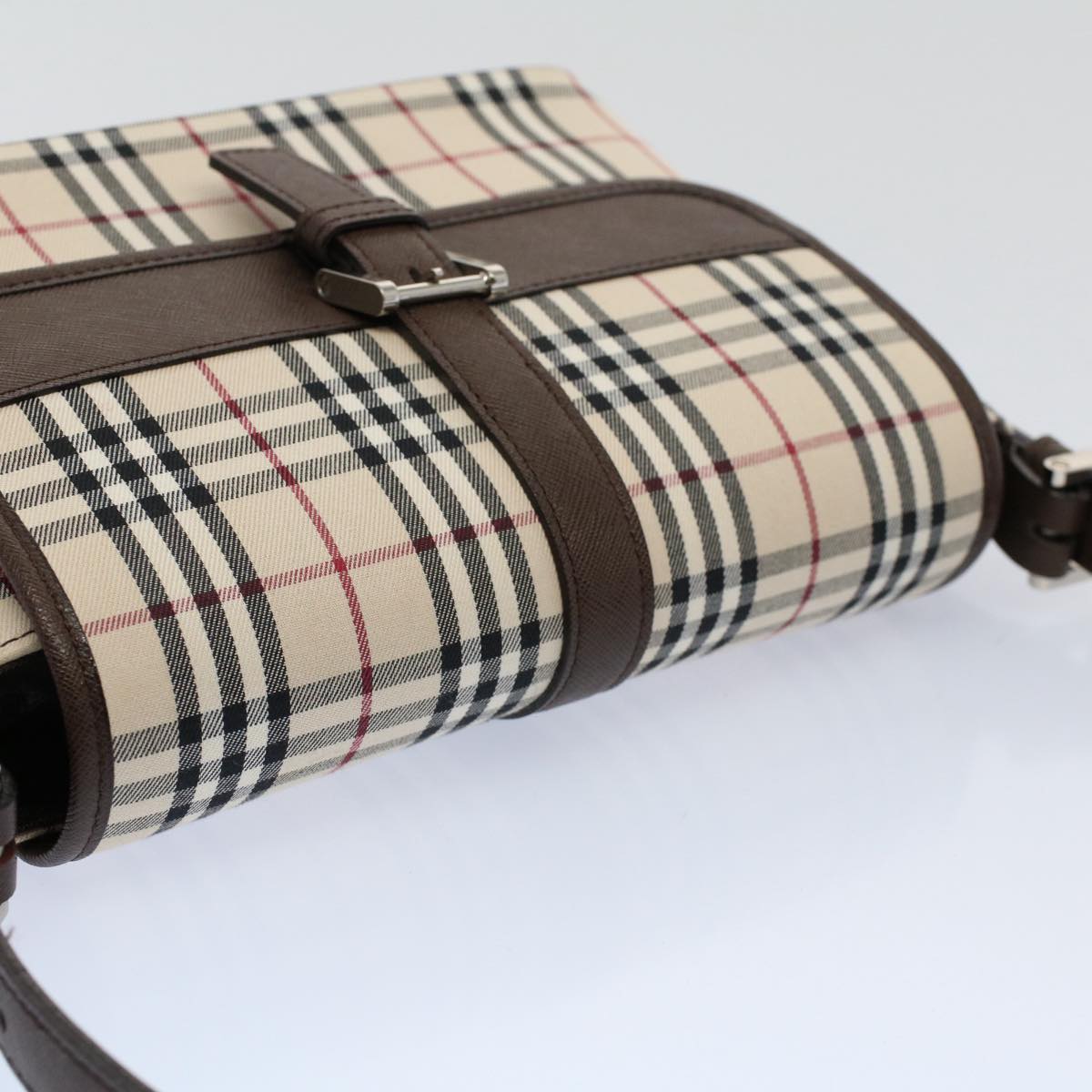 Burberry Nova Check Shoulder Bag Nylon Canvas Beige Auth am5185