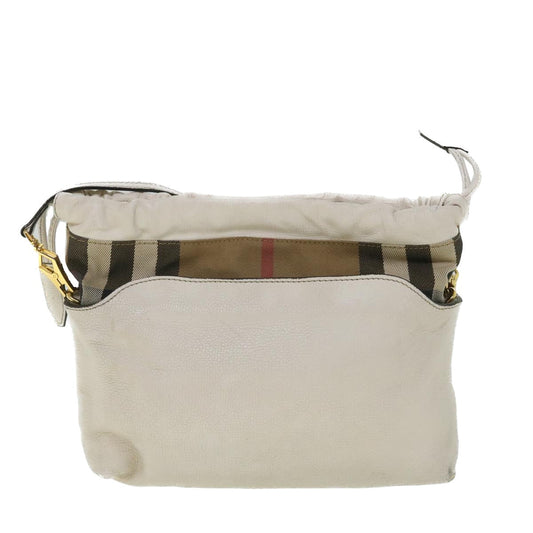 Burberry Nova Check Shoulder Bag Leather Beige Auth ar10452